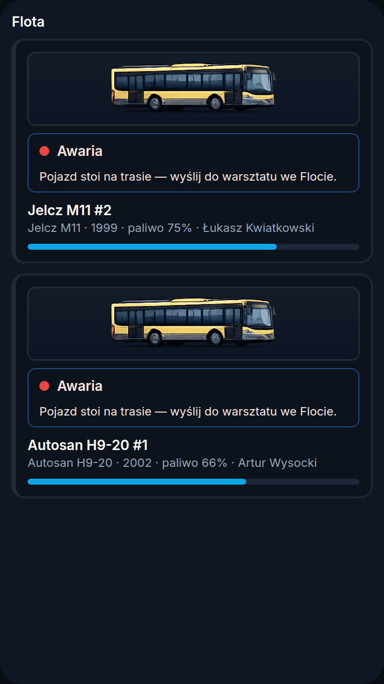 Zarządzanie flotą autobusów